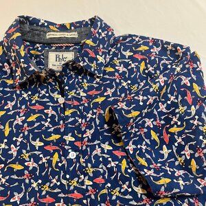 RJC Rebel James & Charli cotton short sleeve Hawaiian all over fish koi print L